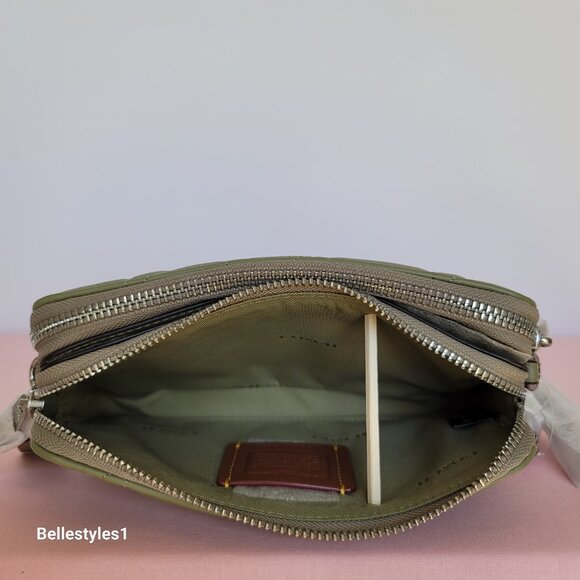 COACH Kira With Quilted Nappa Smooth Leather Crossbody Bag- Moss color ⭐ - Picture 13 of 16